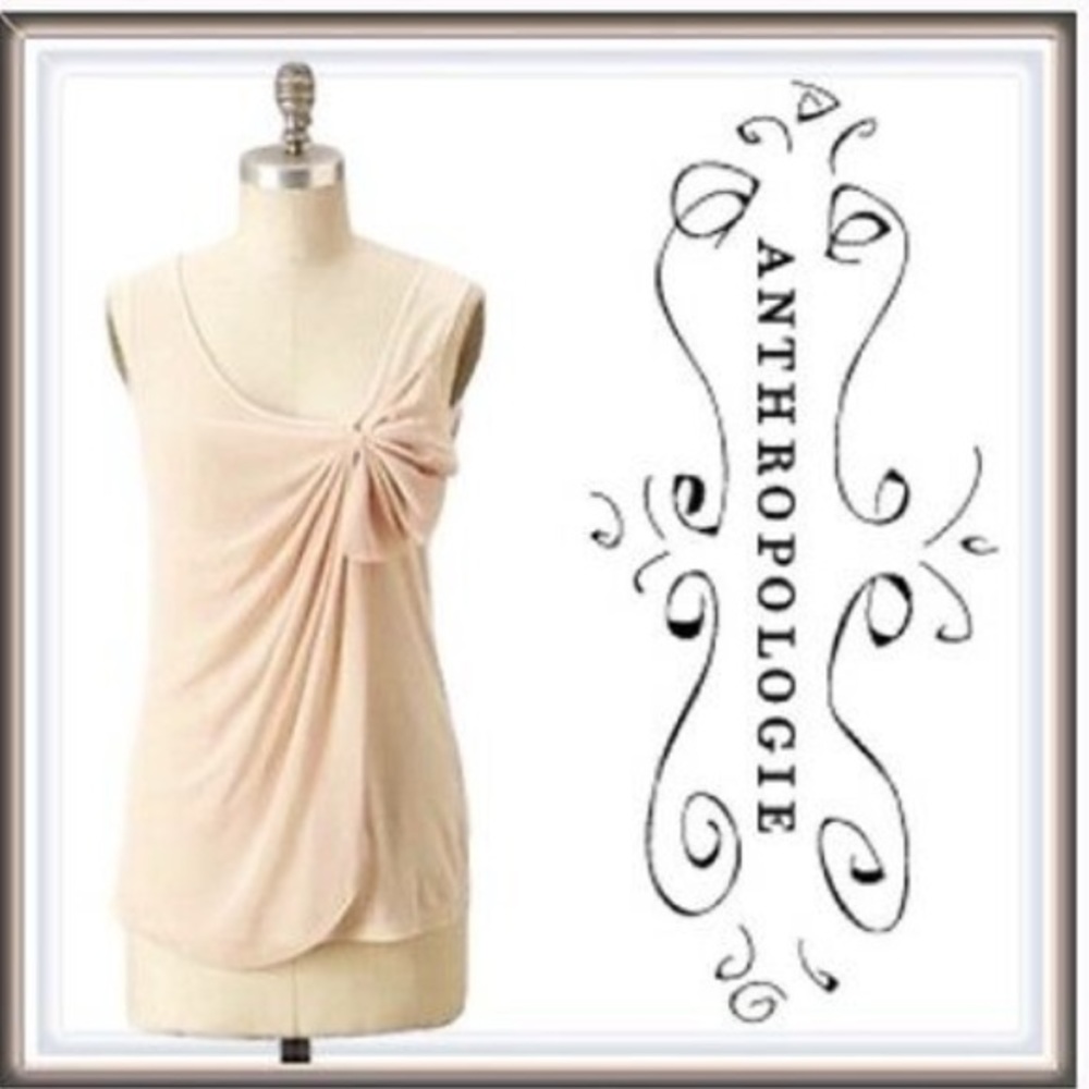 Anthropologie blush chiffon bow top sz Xs